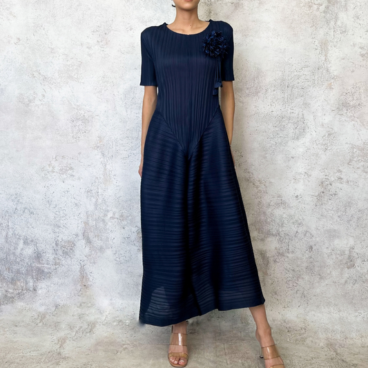 Vestido midi en corte A azul