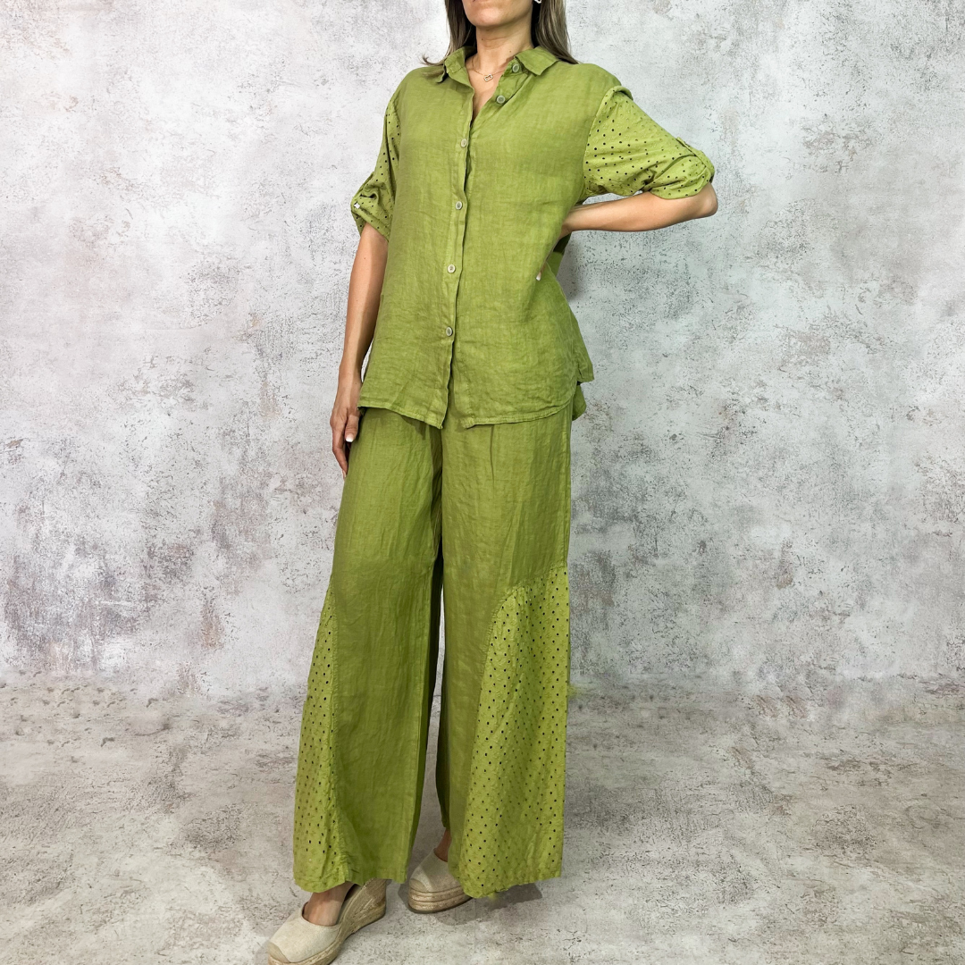 Conjunto de lino crochet lima