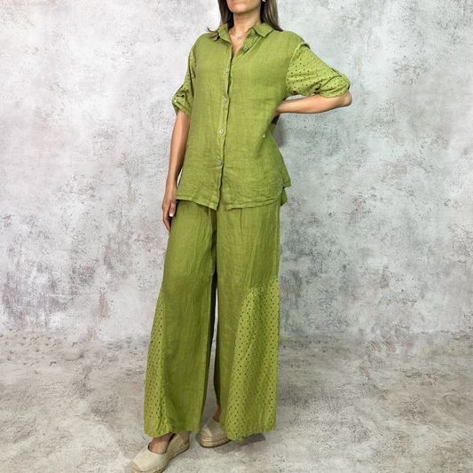 Conjunto de lino crochet lima