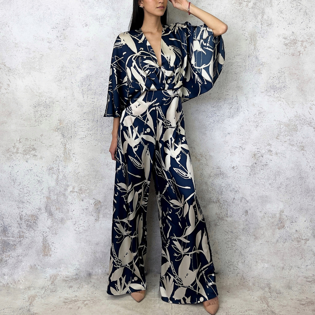 Jumpsuit estampado manga estilo mariposa