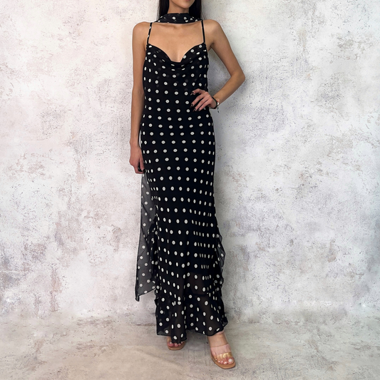 Vestido midi de gasa polka dots
