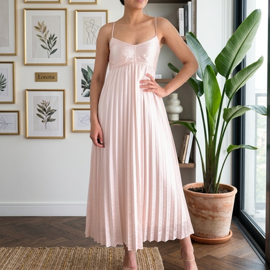 VESTIDO MIDI TABLEADO PERLA