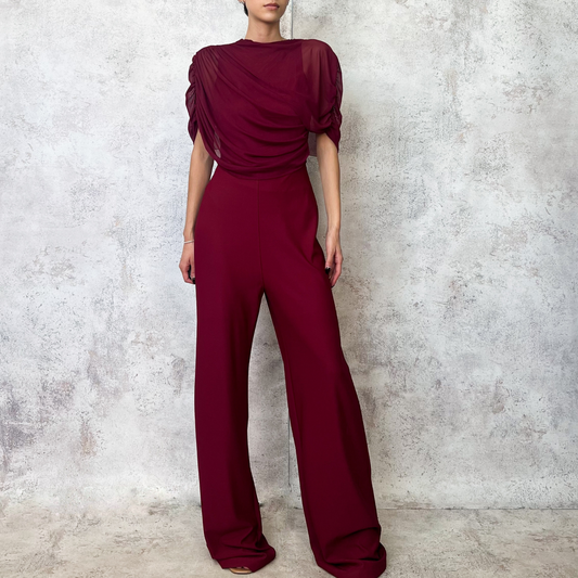 Jumpsuit mangas de capa vino