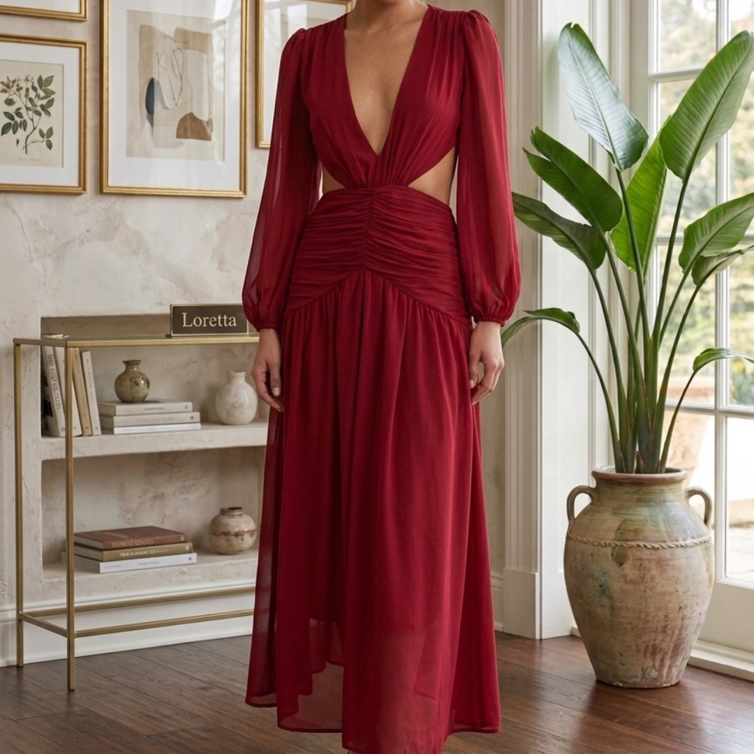 VESTIDO CUT OUT VINO