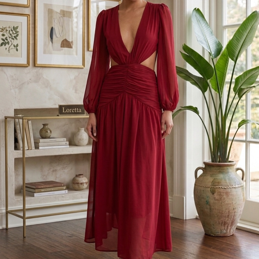 VESTIDO CUT OUT VINO