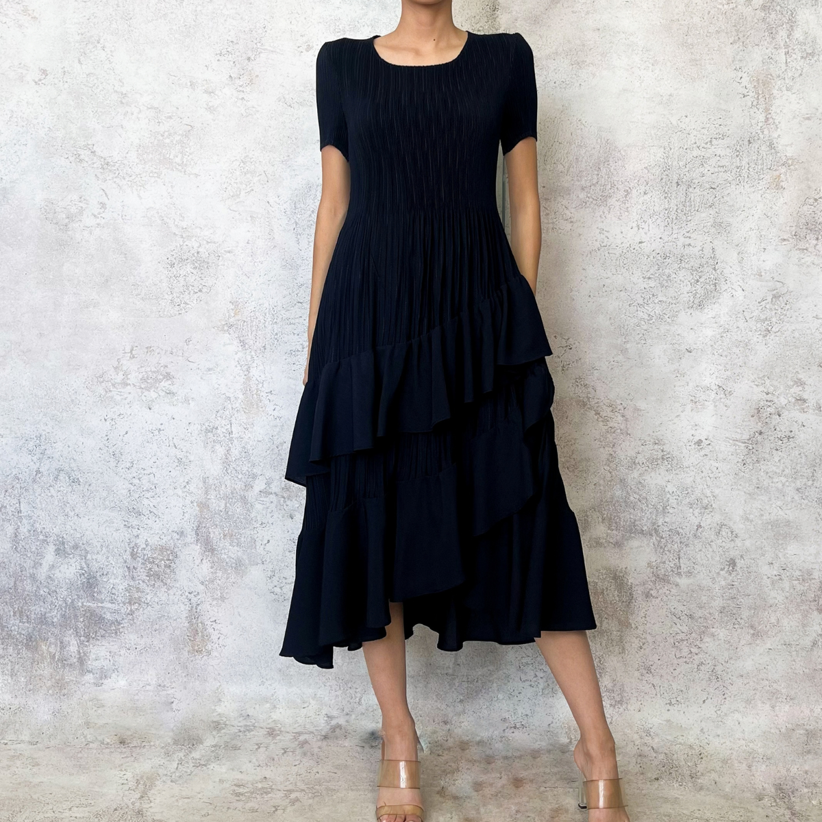 Vestido midi olanes azul