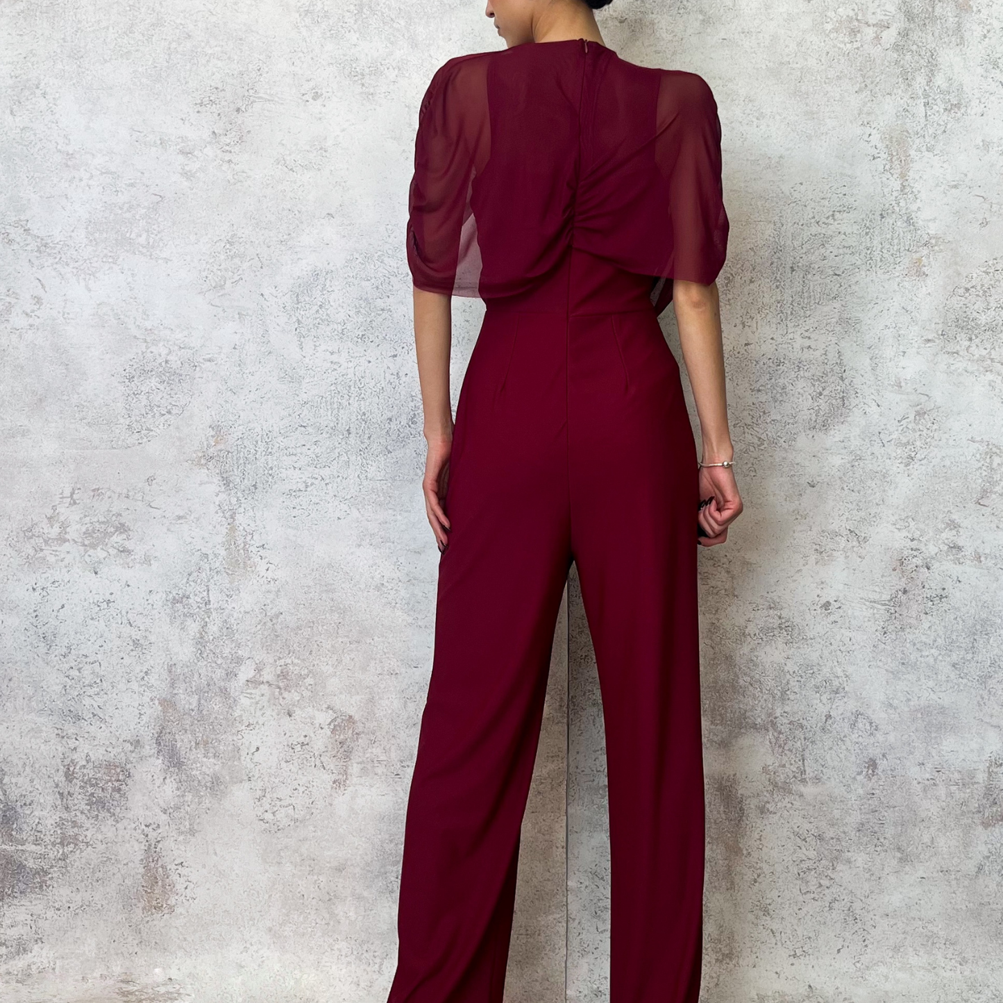 Jumpsuit mangas de capa vino