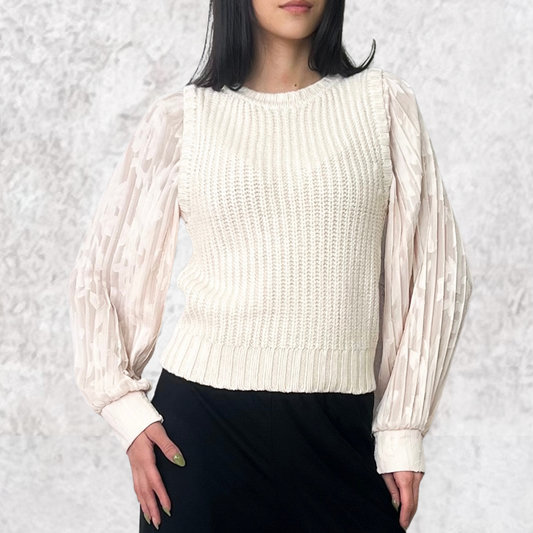 Suéter beige tejido trenzado