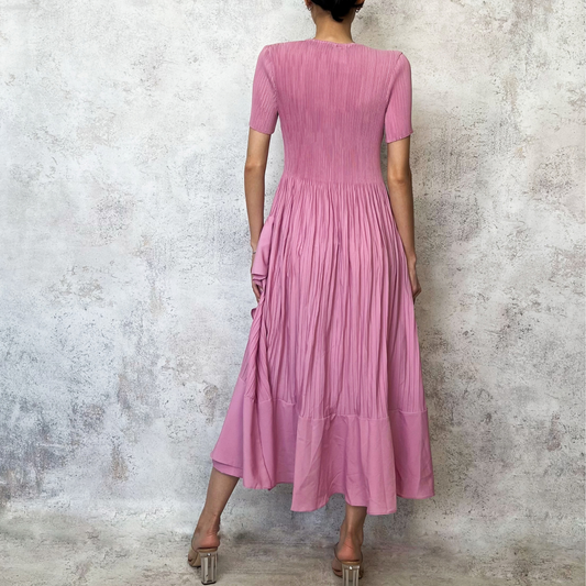 Vestido midi olanes rosa