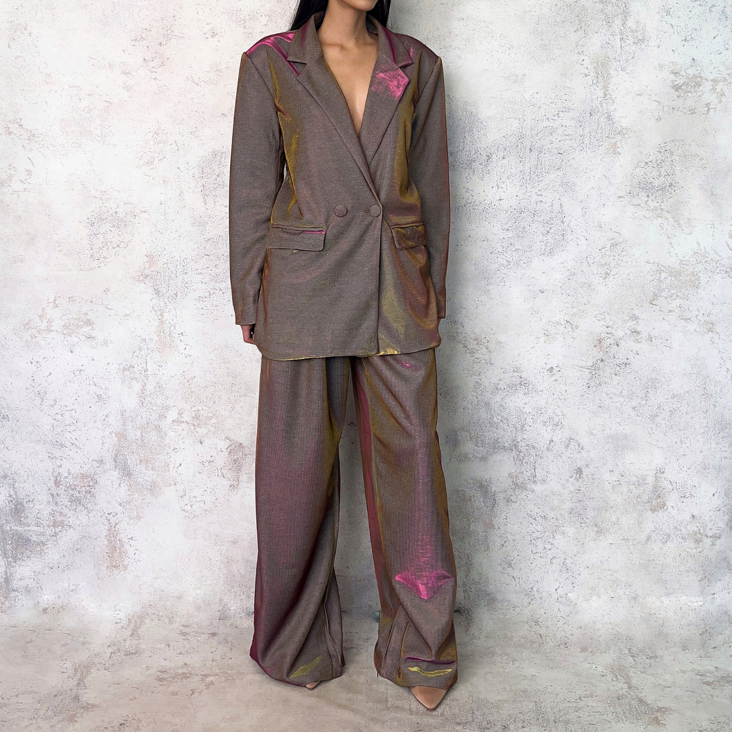 Traje sastre tornasol bronce