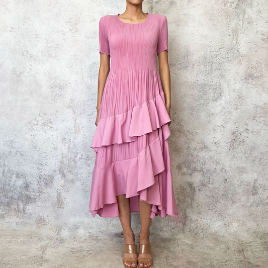 Vestido midi olanes rosa