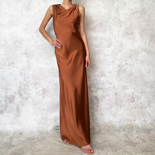 Vestido largo lencero chedron