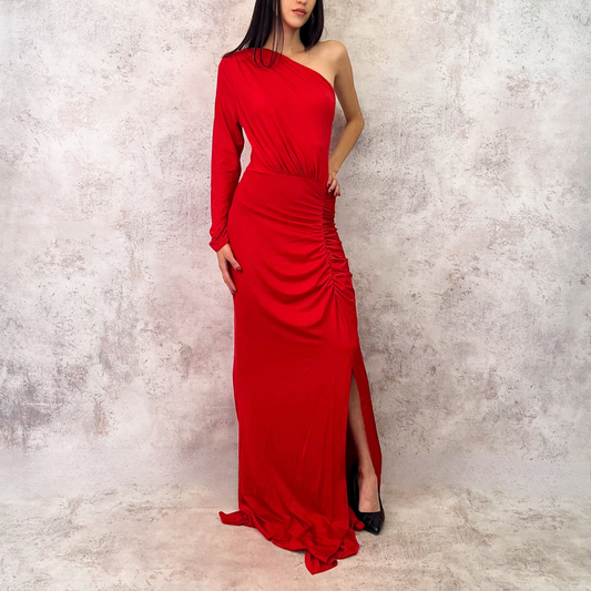 Vestido largo de licra rojo