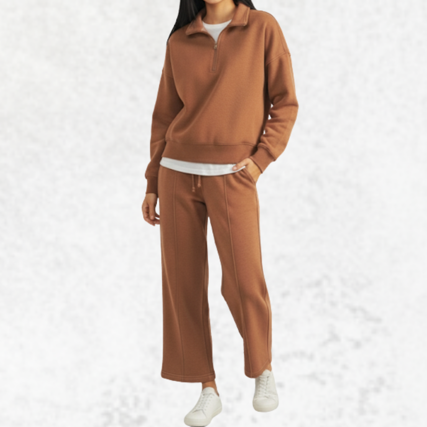 Conjunto taupe de algodon