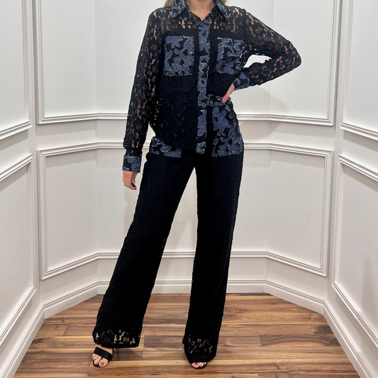 SET BLUSA Y PANTALON DE ENCAJE