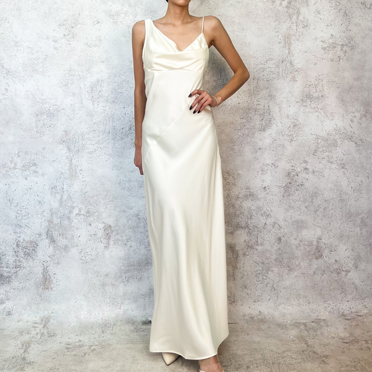 Vestido midi lencero ivory