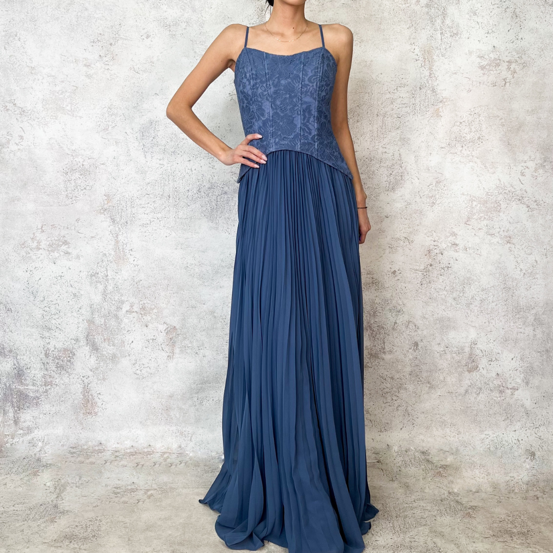 Vestido largo encaje en bustier