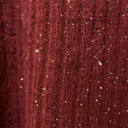 Set de falda y sueter en tejido vino