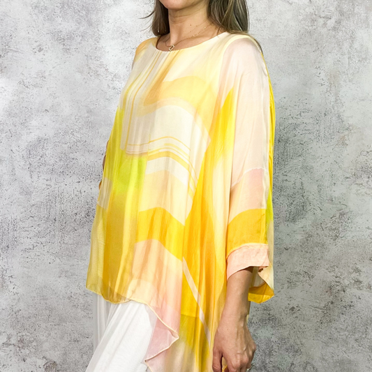Blusa amarilla seda italiana