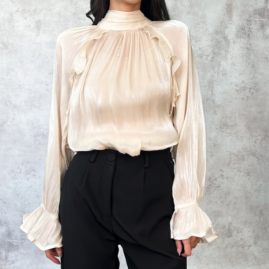 Blusa de organza beige