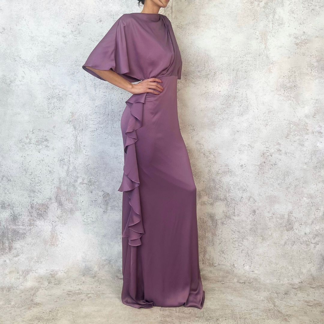 Vestido largo satinado mauve