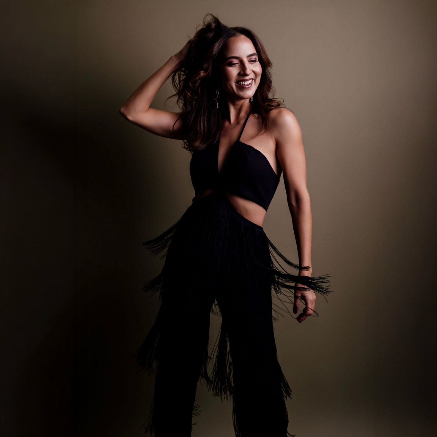 Jumpsuit cut out flecos negro