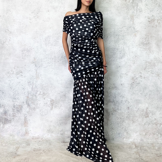 Vestido de mesh negro polkadots