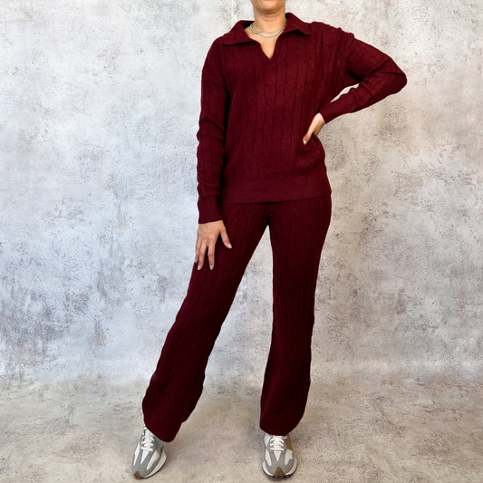 Set tejido trenzado vino
