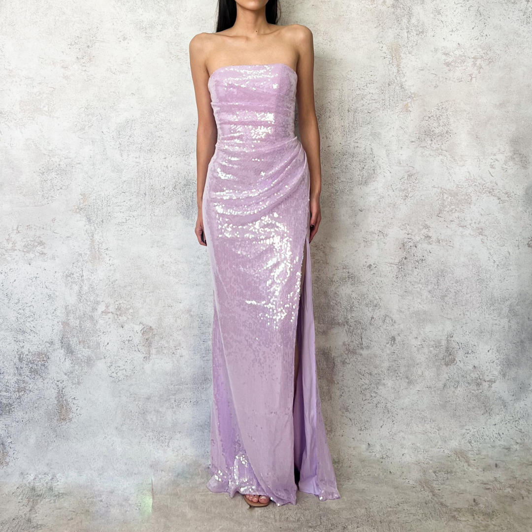 Vestido largo lentejuela lavanda
