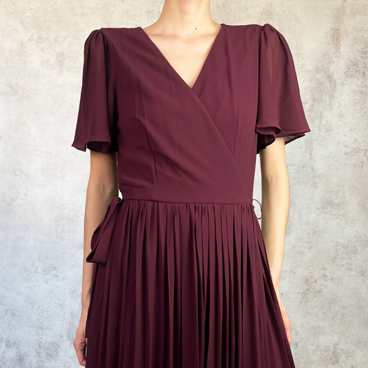 Maxivestido cruzado color burgundy