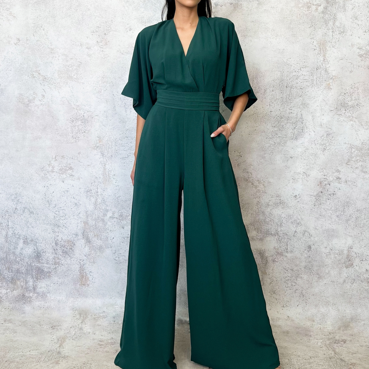 Jumpsuit mangas campana verde