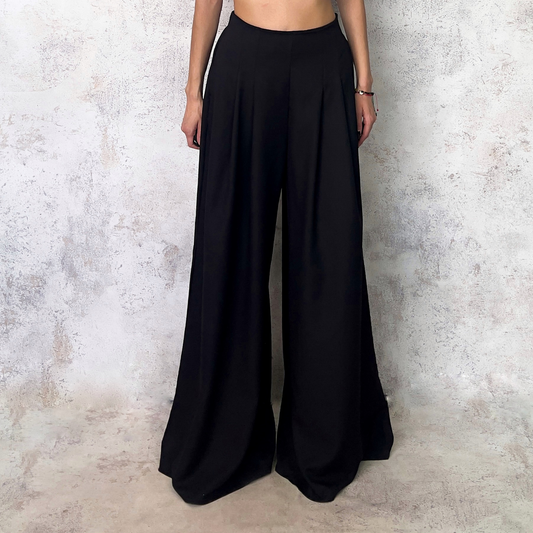 Pantalón ancho pinzas negro