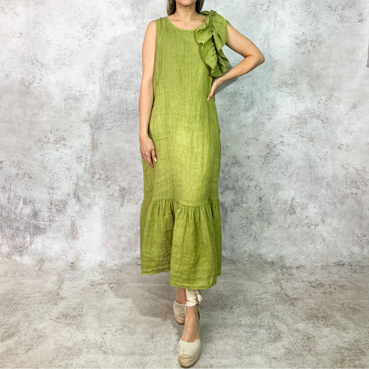 Vestido midi de lino lima