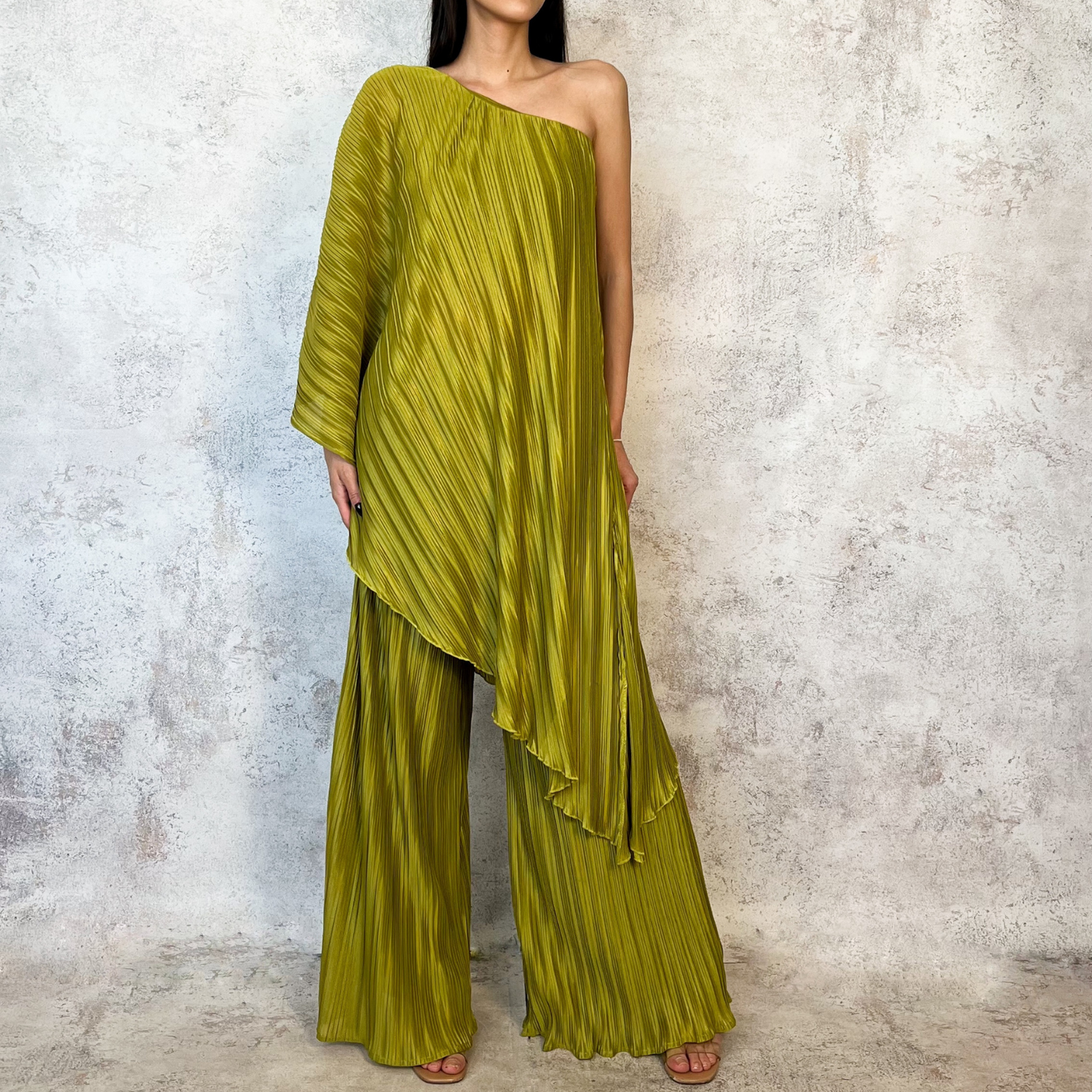 Conjunto tableado blusa y pantalon verde