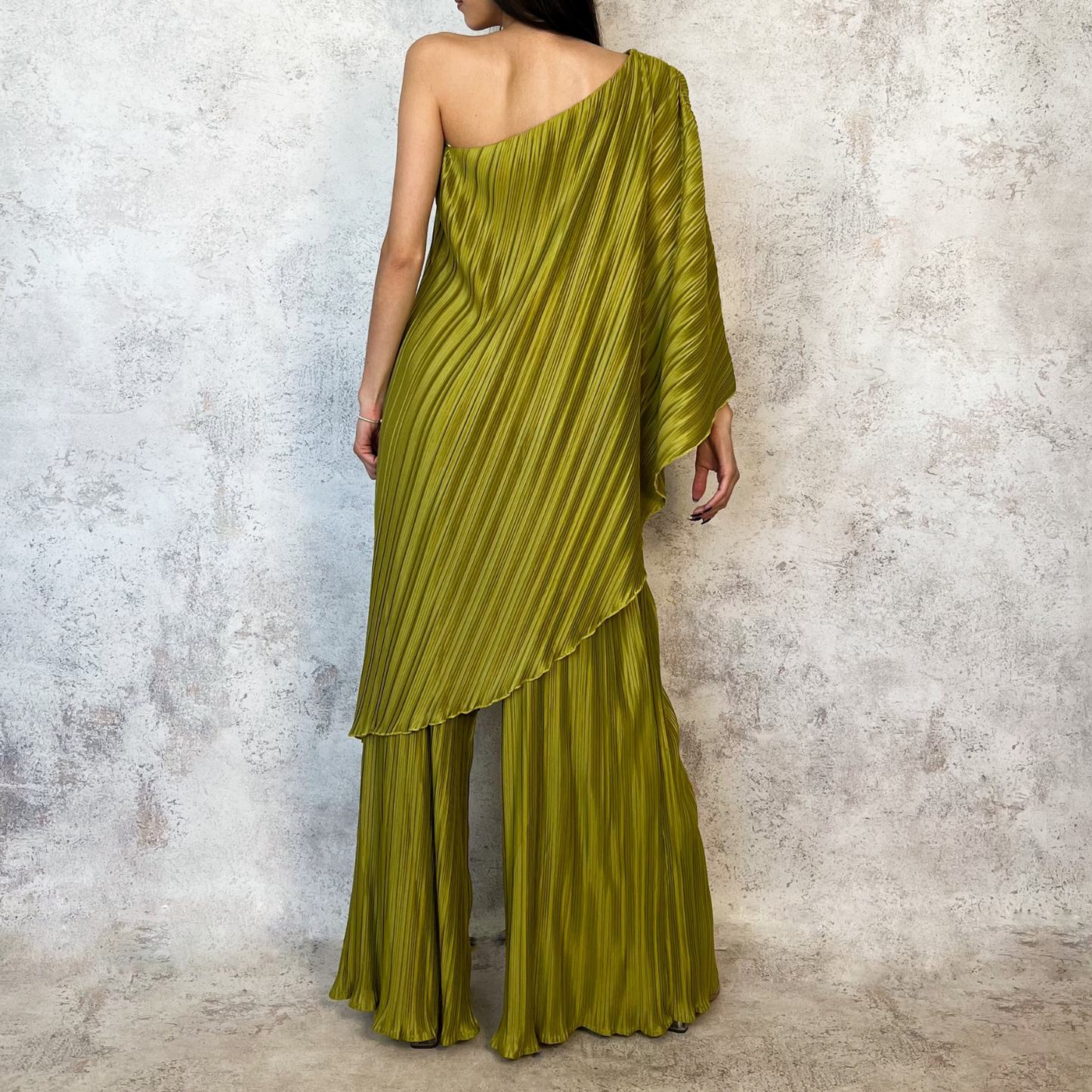 Conjunto tableado blusa y pantalon verde