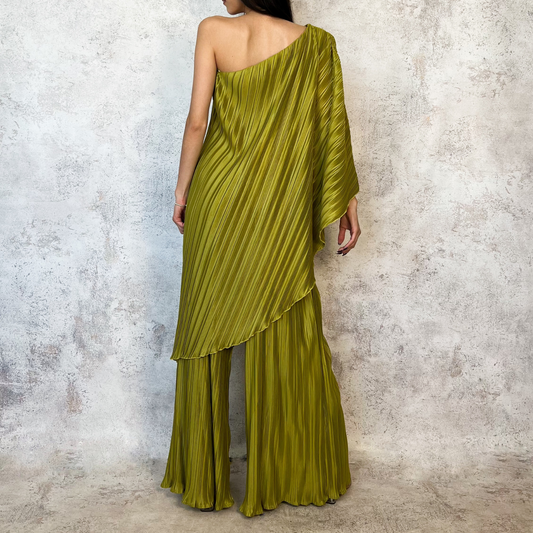 Conjunto tableado blusa y pantalon verde