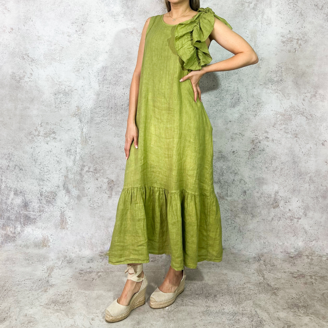 Vestido midi de lino lima