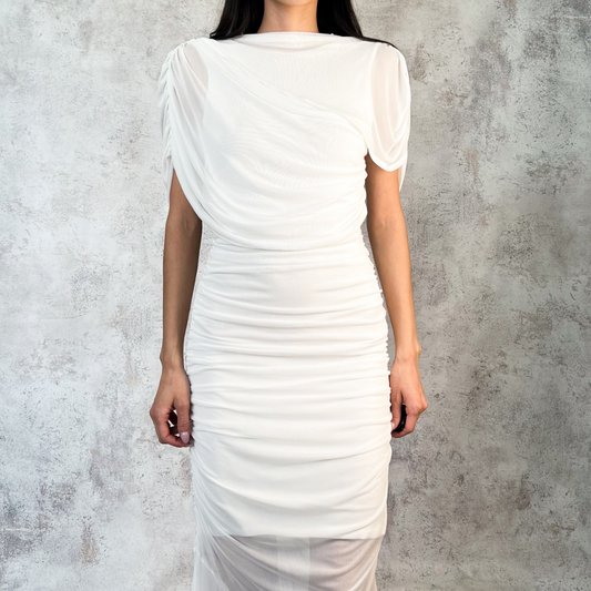 Vestido largo de mesh blanco