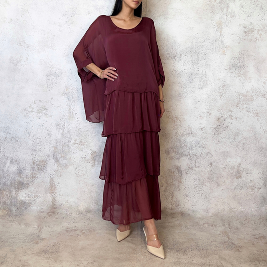 Vestido vino seda italiana
