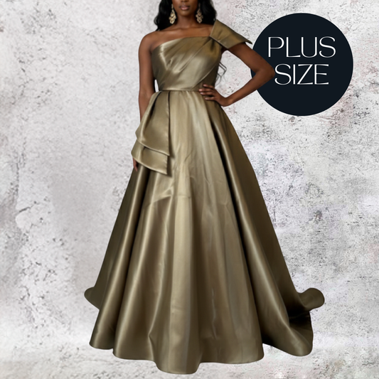 Vestido largo corte princesa tafeta tornasol