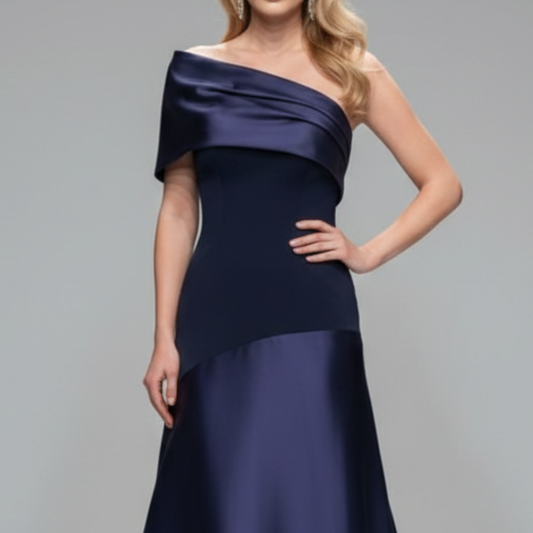 Vestido largo azul marino