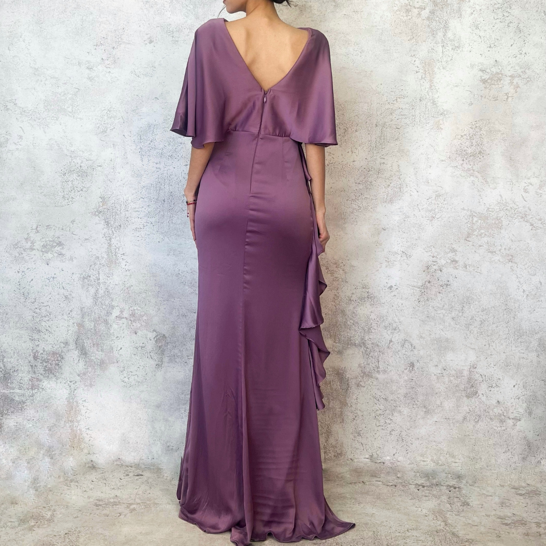 Vestido largo satinado mauve