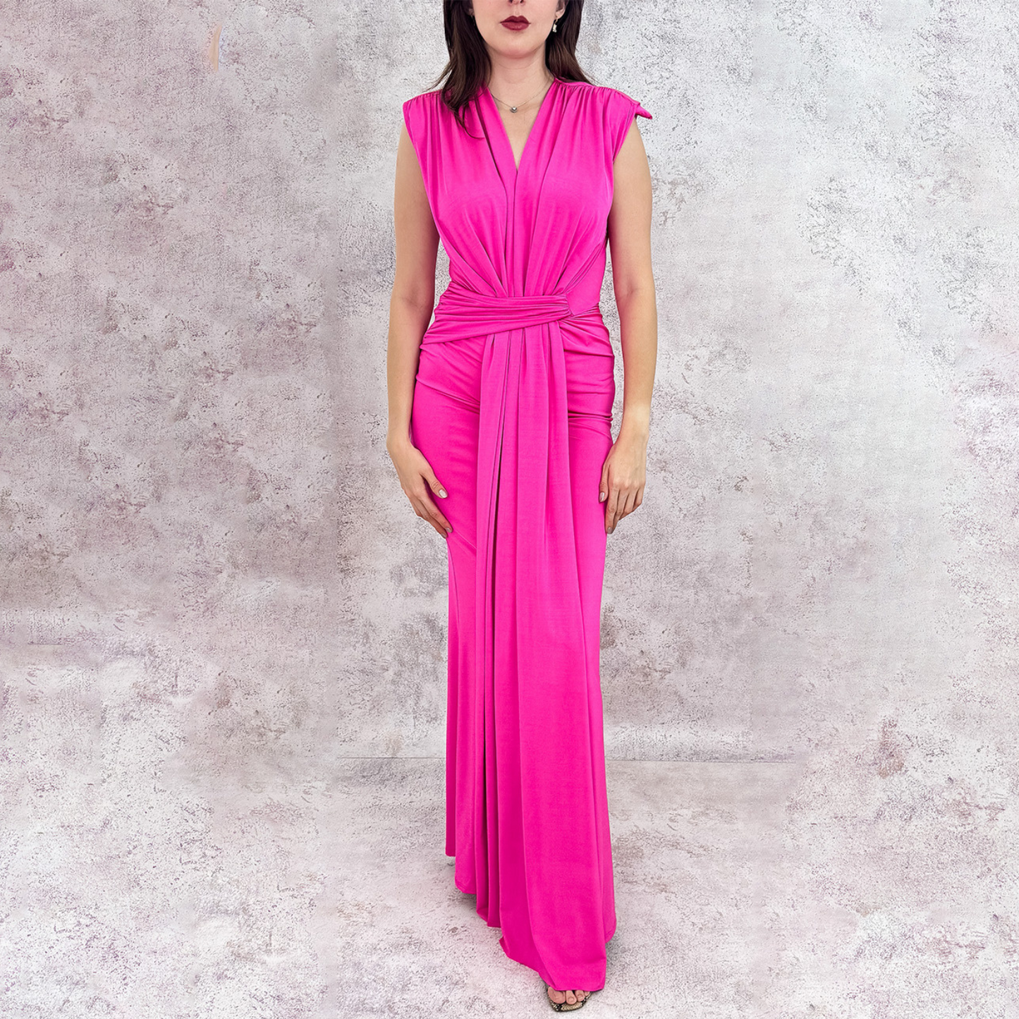 VESTIDO FUCSIA LARGO DE LICRA