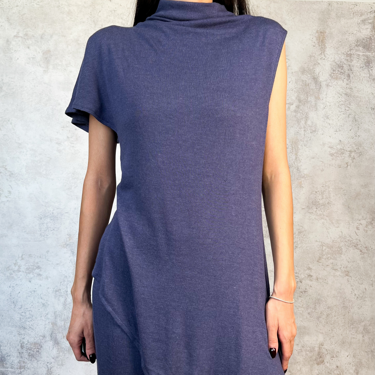Conjunto pantalon y blusa asimetrica azul