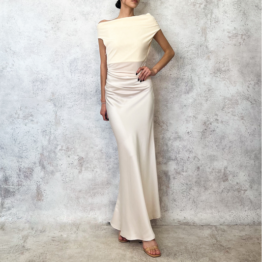 Vestido midi de mesh ivory