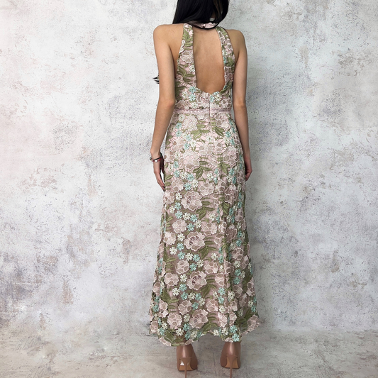 Vestido midi de guipiur halter