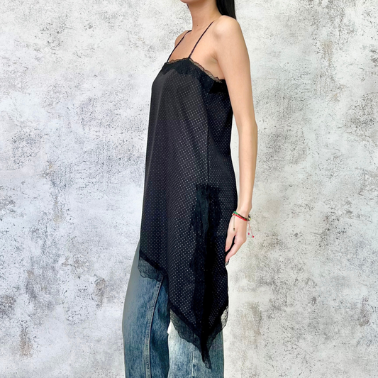 Blusa asimétrica polka dots