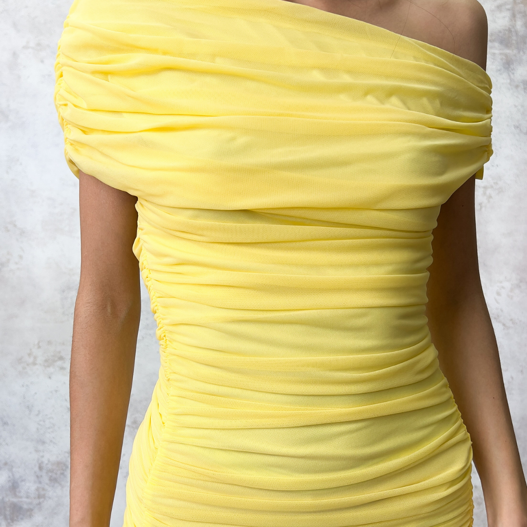 Vestido tela mesh amarillo
