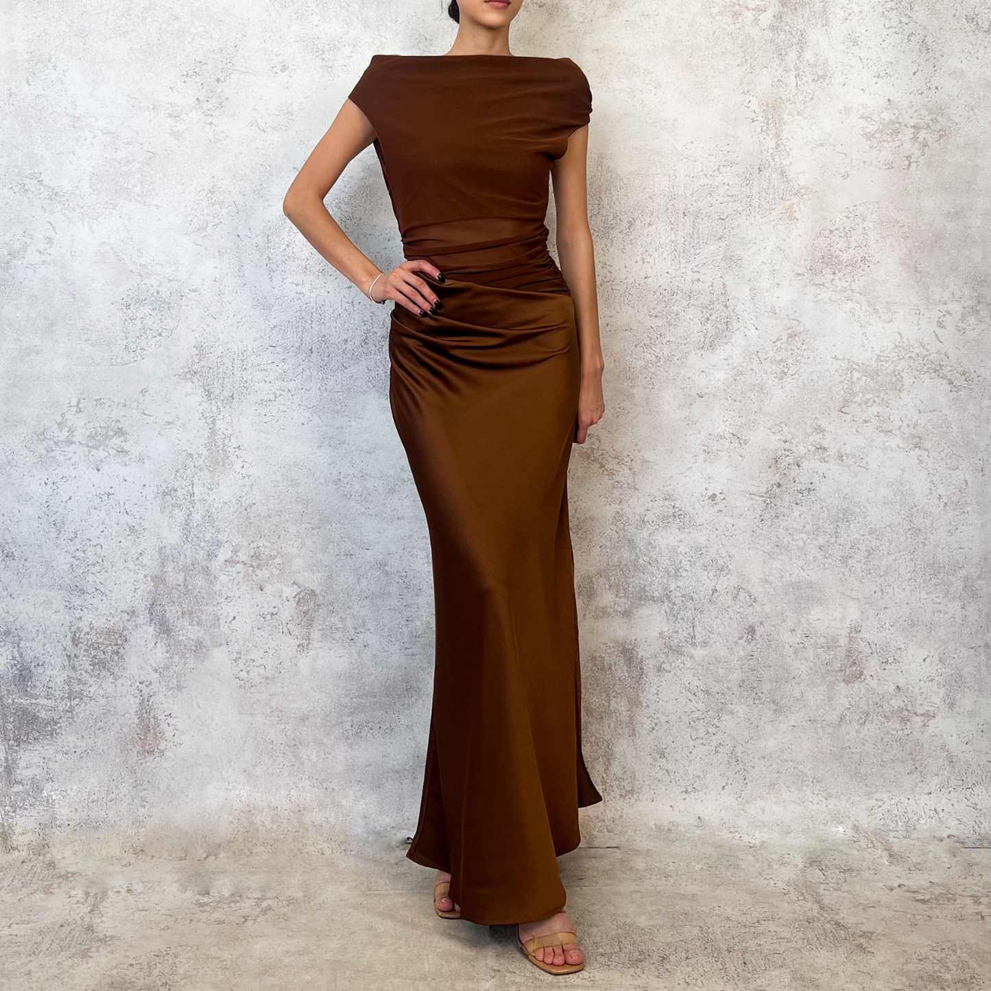 Vestido midi de mesh cafe
