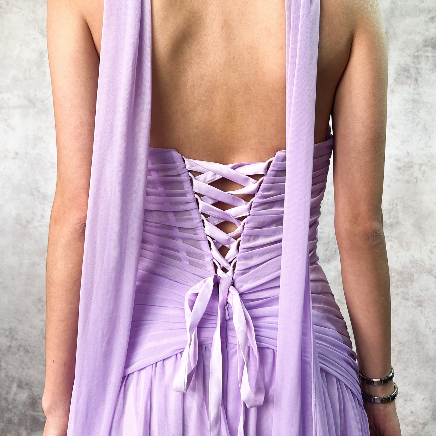 Vestido largo drapeado lavanda